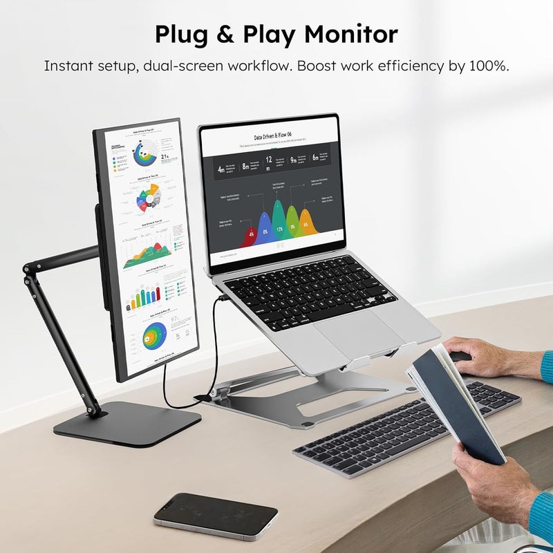 Dopesplay Portable Monitor, 15.6" FHD 1080P IPS Travel Monitor for Laptop, Foldable Stand & Carry Case Included, USB-C Screen Extender for Laptop Mac PC Phone Xbox PS4/5 Switch - Image 4